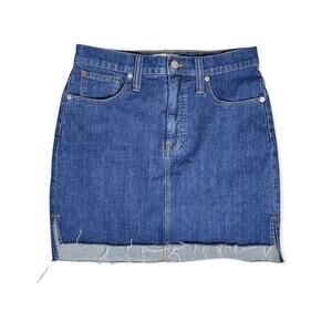 Madewell Cut Off Frayed Step Hem Denim Mini Skirt Size 27